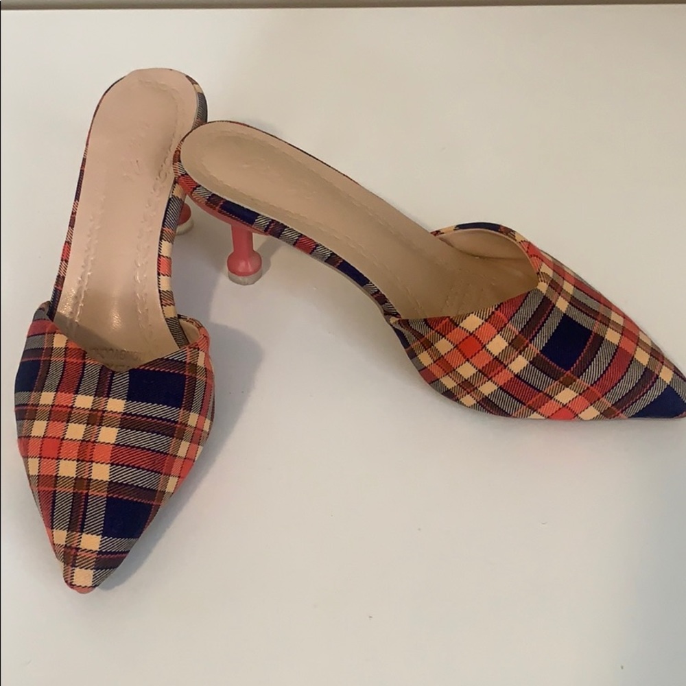 SHEIN Plaid Heels New
